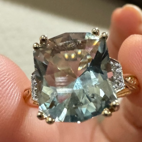 Gorgeous Natural 5.5 CT Prasiolite & Diamonds Michael Valitutti 14K Ring Size 8 - Picture 4 of 16